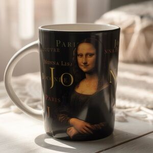 Mona Lisa Black from the Louvre museum in Paris Ceramic Souvenir Mug